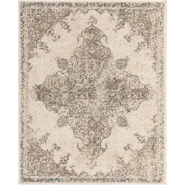 Unique Loom Tuareg Medallion Cream 8 ft. x 10 ft. Area Rug