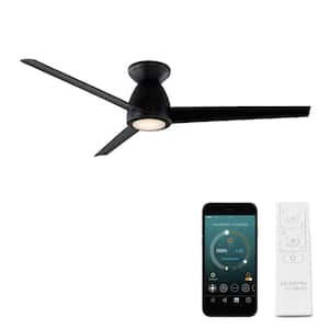 Tip Top 52 in. Smart Indoor/Outdoor 3-Blade Flush Mount Ceiling Fan Matte Black with 3000K LED and Remote Control