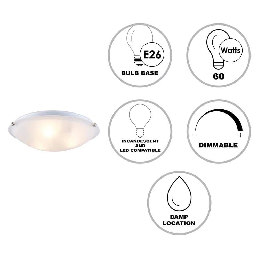 Cracka 15" Brushed Nickel Contemporary Flush Mount with Marbleized Glass