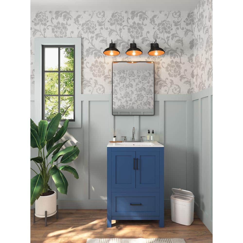 24'' White Ceramic Rectangular Single Vanity Top Sink