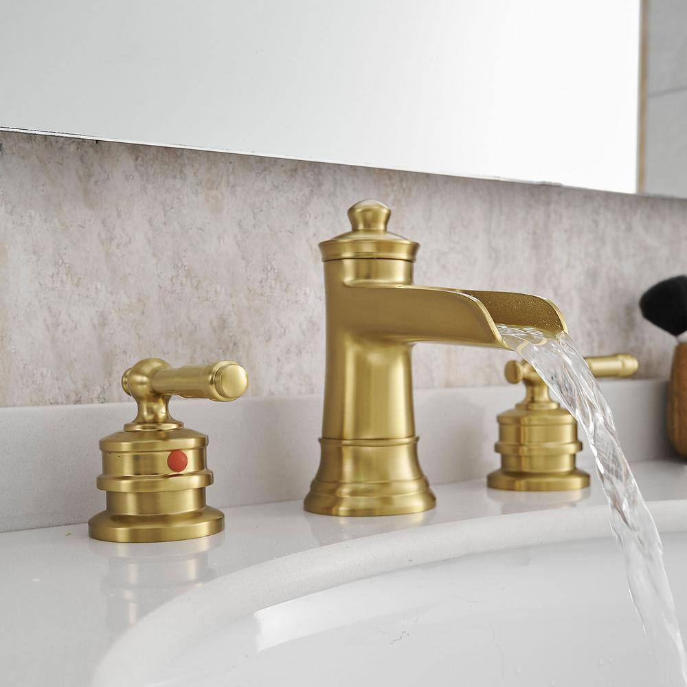 Brushed Gold 8-Inch Widespread Double Handle Bathroom Faucet