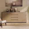 Homsee 86.6 in. Light Oak Wood Buffet with Rounded Corners, 4 Drawers, Push-Latch Doors and Anti-Tip Kit ZZ-HS020550-01