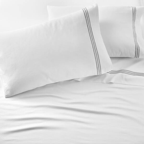 Heavyweight 800 Thread Count Cotton Bed Sheets Made in USA Fitted + Pillowcases / King/Gray by Egyptian Linens