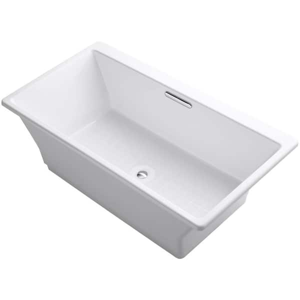 KOHLER Reve 5.5 ft. Porcelain-Enameled Cast Iron Flatbottom Non-Whirlpool Bathtub in White