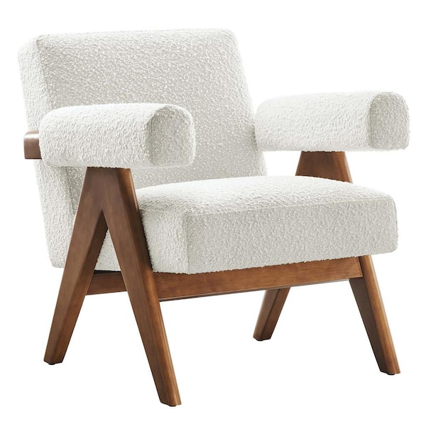 MODWAY Lyra Boucle Fabric Armchair in Ivory