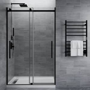 Dama Series 60 in. x 76 in. Frameless Sliding Shower Door with Handle in Matte Black