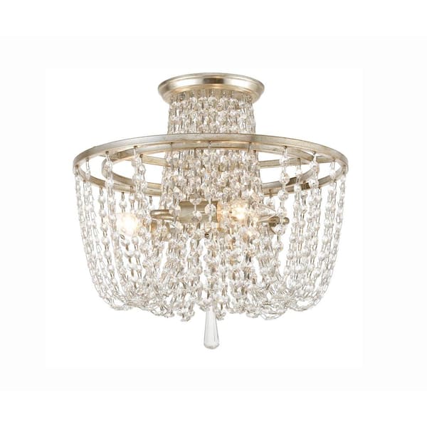 HUOKU Neuvy 20.9 in. W 3-Light Brush Gold Semi-Flush Mount