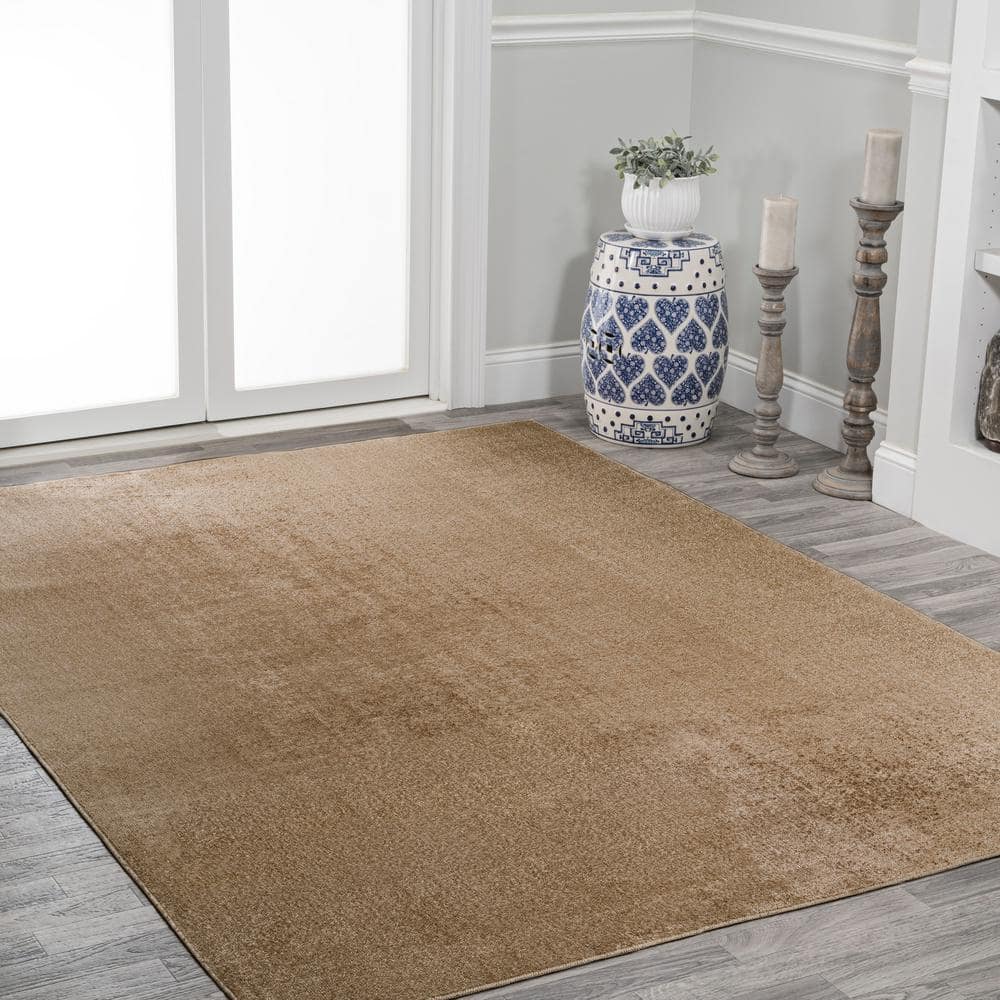 Brown Synthetic 4' x 6' Washable Reversible Area Rug