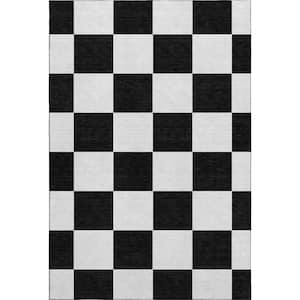 Mayfield Premium Machine Washable Abstract AMF2345 Black 8 ft. x 10 ft. Area Rug