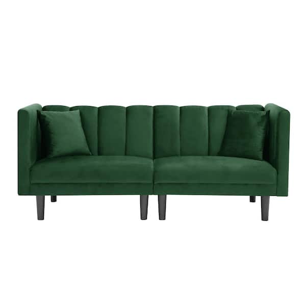 Unbranded 70 in. W Green Modern Folding Velvet Twin Size Sofa Bed