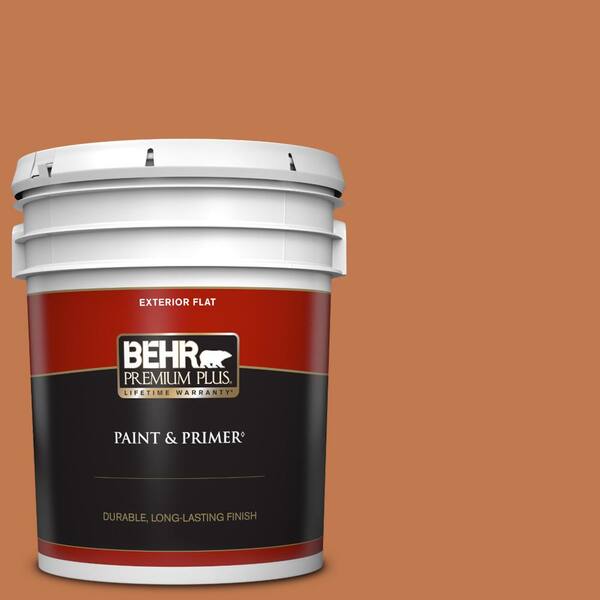BEHR PREMIUM PLUS 5 gal. #240D-6 Chivalry Copper Flat Exterior Paint & Primer