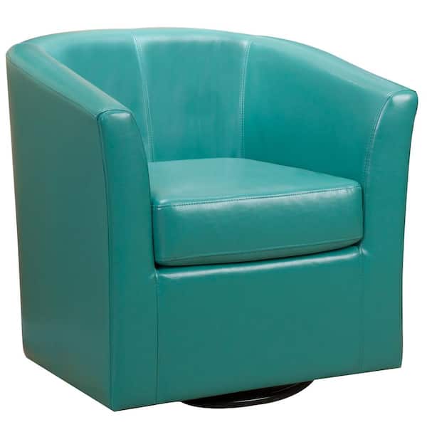 Noble House Daymian Turquoise Faux, Club Chair Leather Swivel