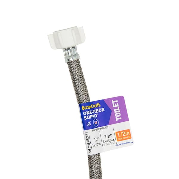 1/2 in. Nom Push Connect x 7/8 in. Ballcock x 12 in. SpeediOne Braided Toilet Connector and 1/4-Turn Straight Valve