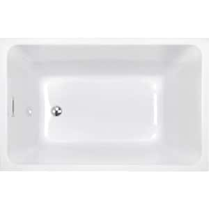 43 in. W. x 28 in. Acrylic Flat Bottom Soaking Bathtub with Pop-Up Drain in White