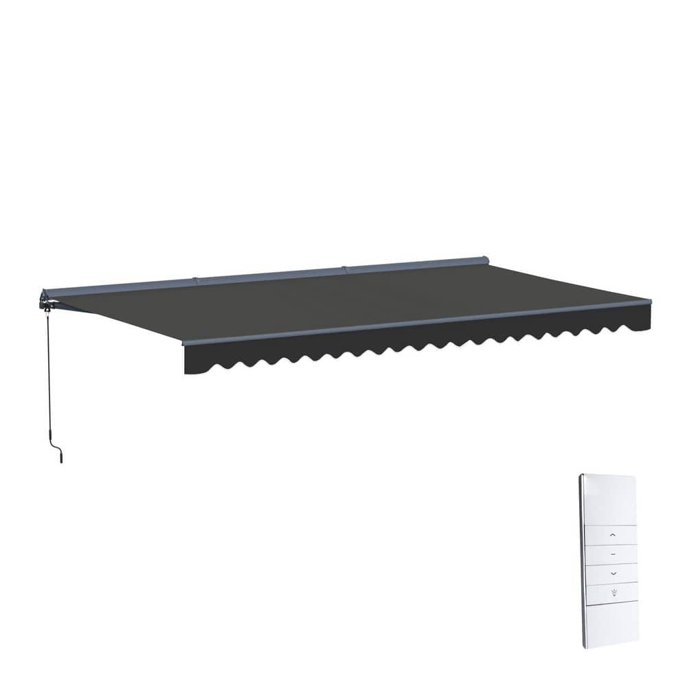 20 ft. Moroccan Polyester Motorized Patio Awning Semi Cassette LED Luxury 120 in. Projection in Black price history on PriceWatchPro