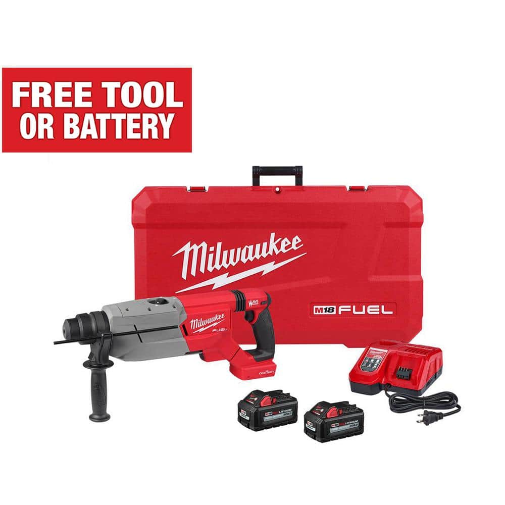 Milwaukee M18 FUEL ONE-KEY 18V Lithium-Ion Brushless Cordless 1-1/4 in. SDS-Plus D-Handle Rotary Hammer Kit w/(2) 6.0 Ah Batteries -  2916-22