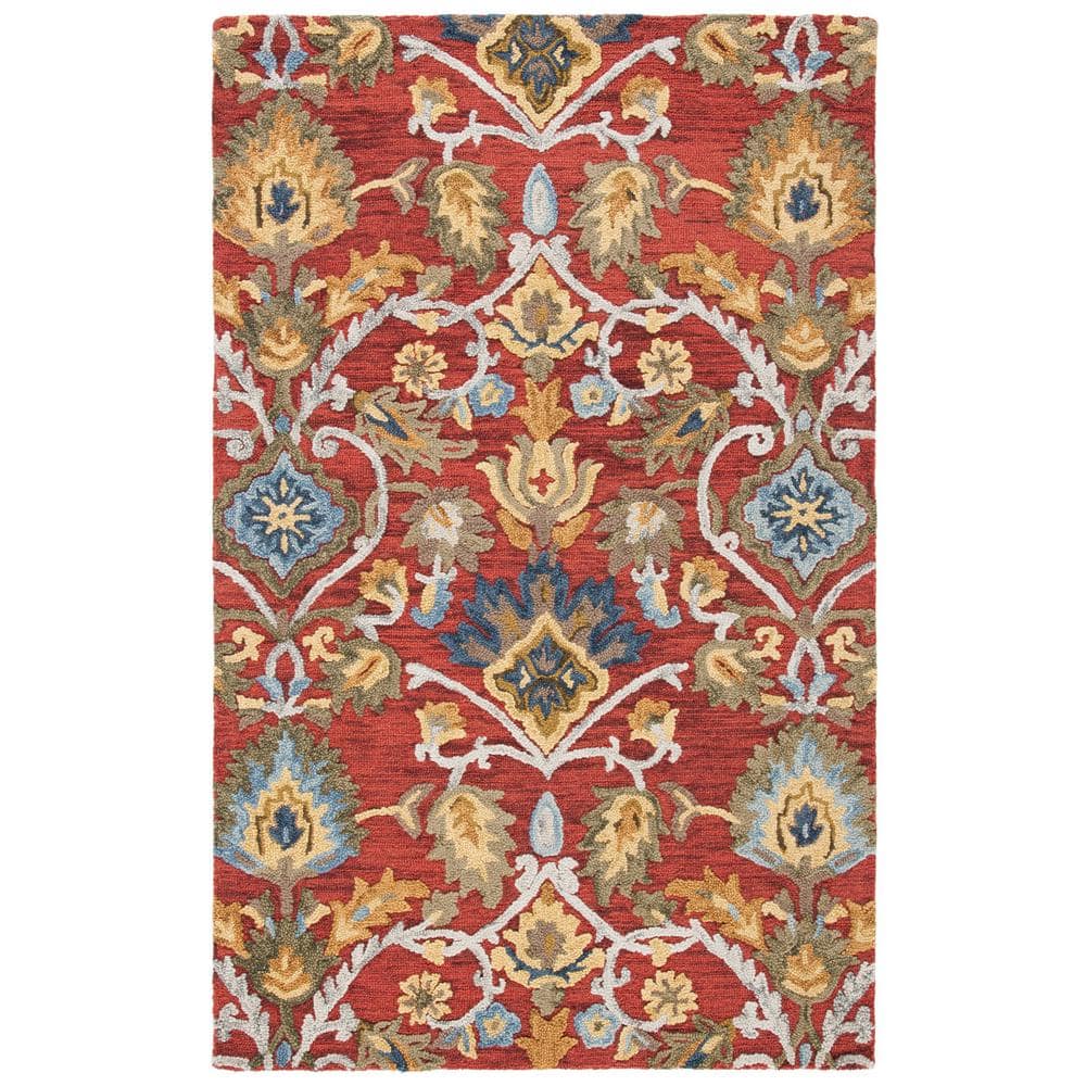 Blossom Red/Multi 5 ft. x 8 ft. Geometric Floral Area Rug price history on PriceWatchPro