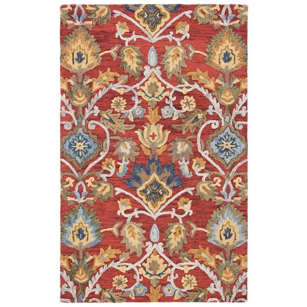 Blossom Red/Multi 5 ft. x 8 ft. Geometric Floral Area Rug