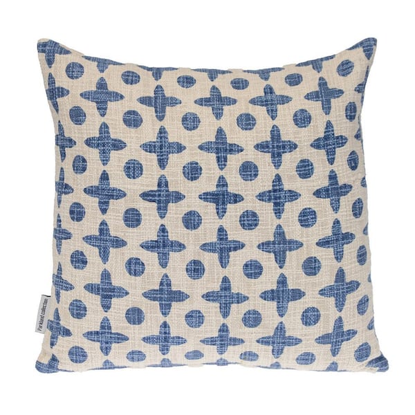 20 X 20 Transitional Print Blue Square 18 in. x 18 in. Pillow