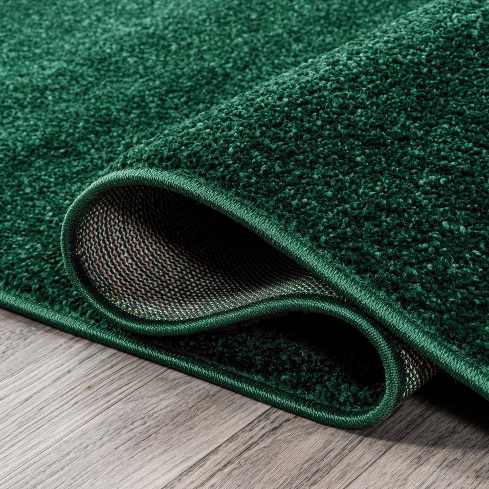 Emerald Green Solid Synthetic 10' x 14' Reversible Area Rug