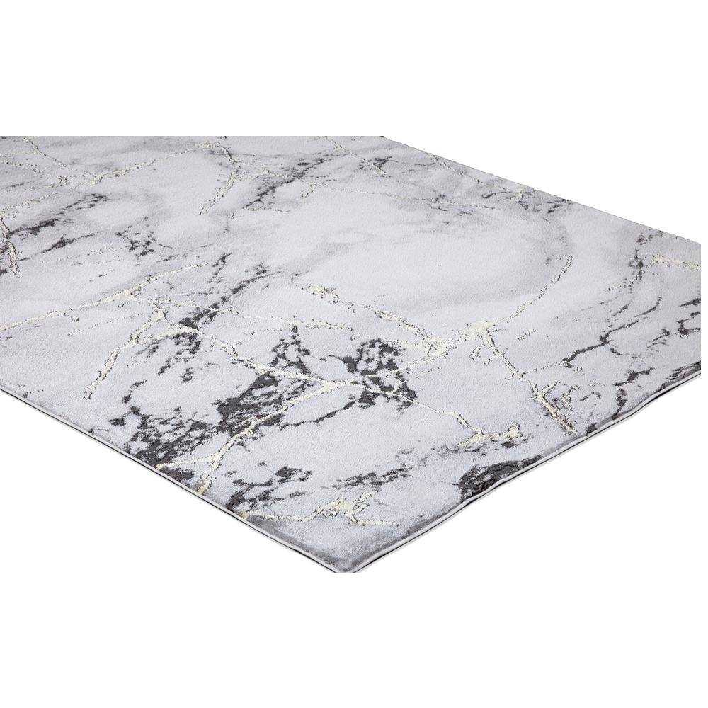 Gray Marble Abstract Synthetic Area Rug, 6'7" x 9'3"