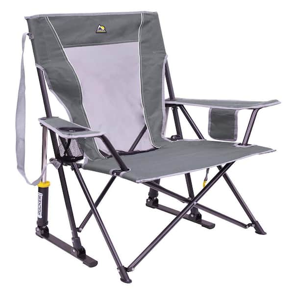 Portable Folding Rocking Chair for Outdoor, 250 lbs. Capacity with Mesh Back and Beverage Holder