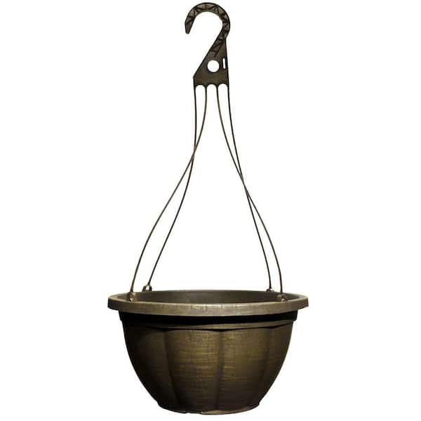 12.8 in. Plastic Deva Black Bronze Hanging Basket
