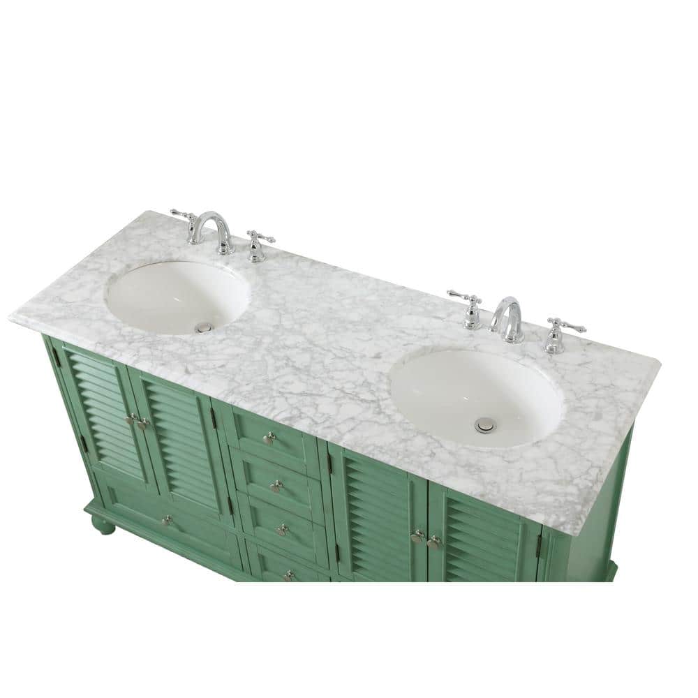 Coastal Charm 60" Gray Double Vanity with Marble Top and Ample Storage