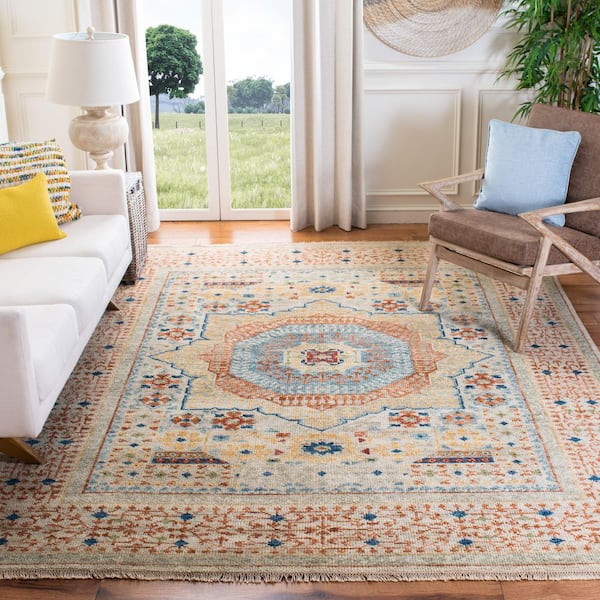 Samarkand 9 ft. x 12 ft. Ivory/Rust Medallion Area Rug
