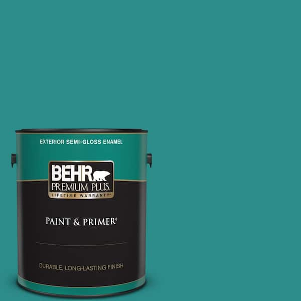 BEHR PREMIUM PLUS 1 gal. Home Decorators Collection #HDC-FL13-12 Taos Turquoise Semi-Gloss Enamel Exterior Paint & Primer