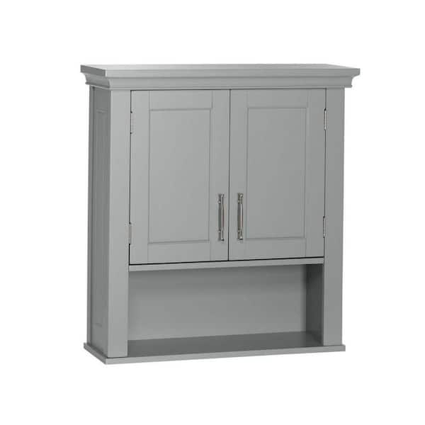 22.8 in. W x 7.9 in. D x 24.5 in. H Gray 2-Door Bathroom Storage Wall Cabinet