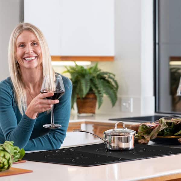 Built in Electric Stove Top, 23.2 x 20.5 in. 4 Burners, 240 V Glass Radiant Cooktop with Sensor Touch Control, Black