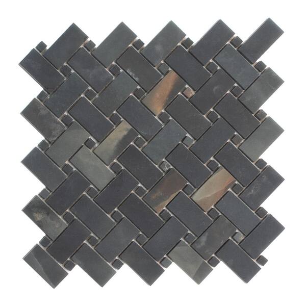 Apollo Tile (Sample) Alabaster Gray 4-in x 4-in Matte Marble Basketweave Patterned Wall Tile