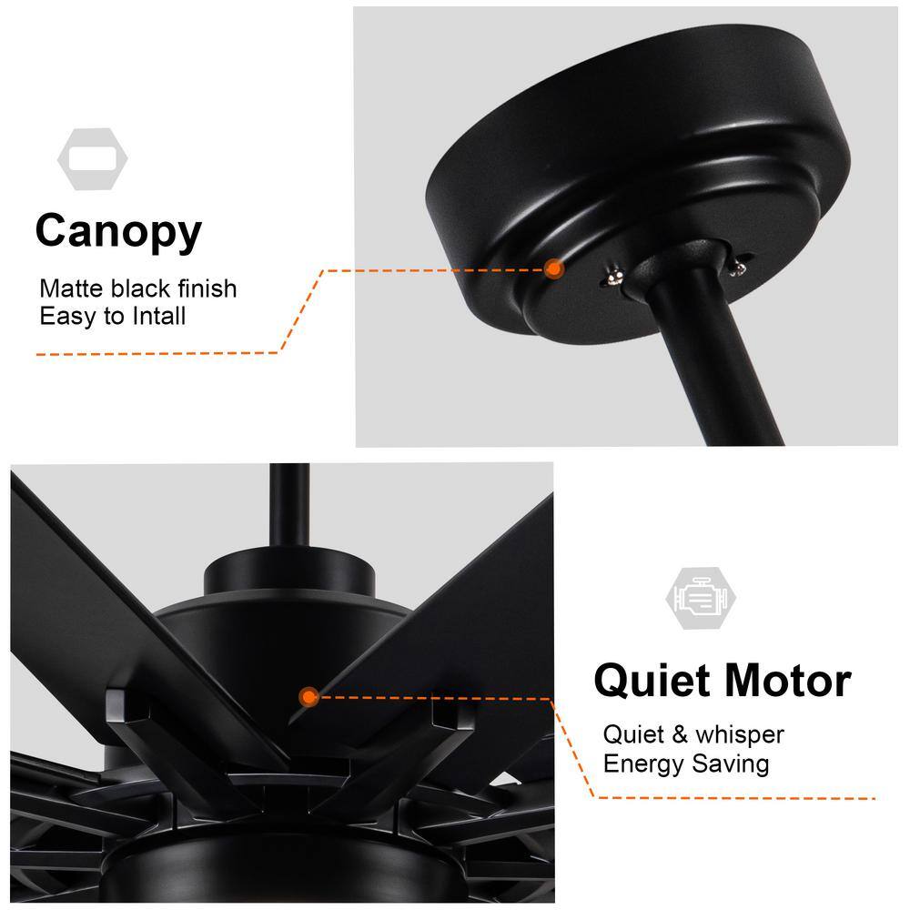 72-Inch Black Plywood Blade Ceiling Fan with LED Light and Remote