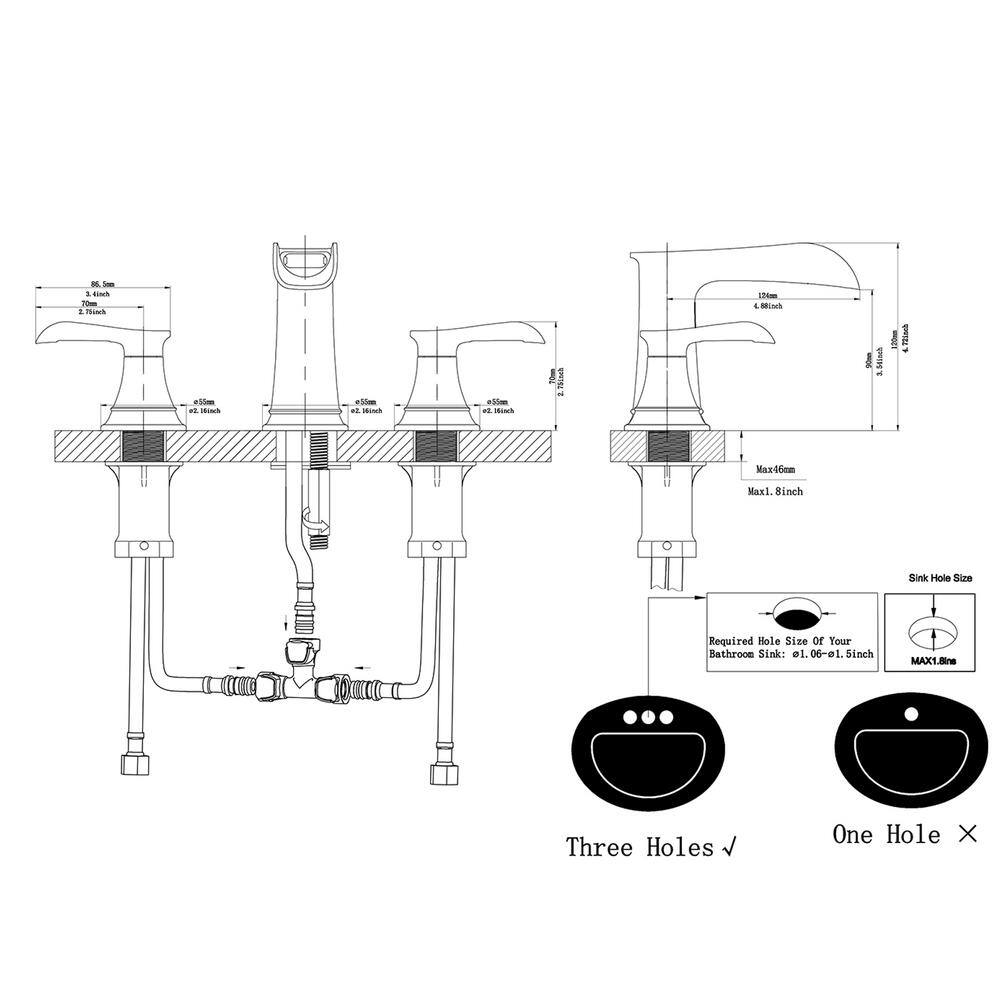 Oil Rubbed Bronze 8-Inch Widespread Waterfall Bathroom Faucet