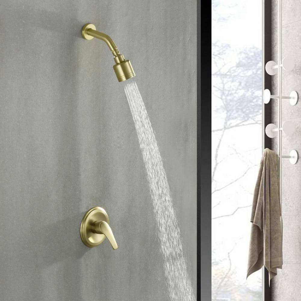Brushed Gold Wall Mounted Rain Shower Faucet Set