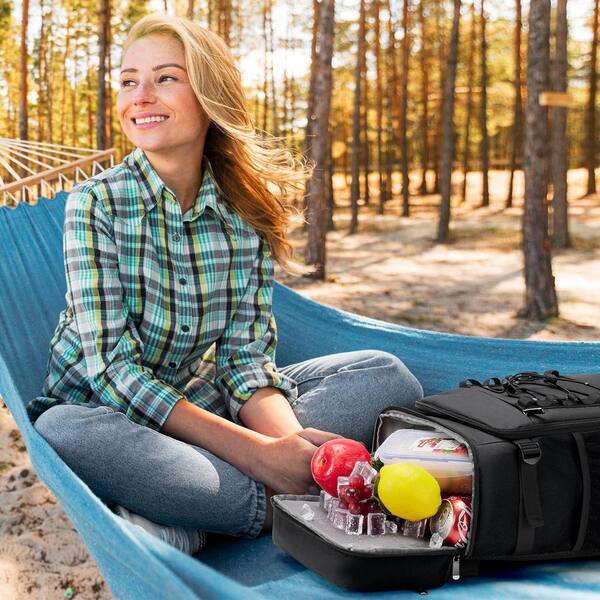 N/A 28L Black Insulated Cooler Backpack with 2 Leak Proof