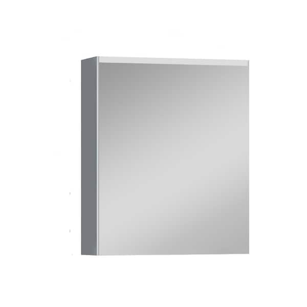 ANGELES HOME 20 in. W x 30 in. H Rectangular Silver Aluminum Surface Mount Medicine Cabinet with Mirror and LED
