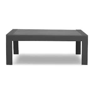 43 in. W x 24 in. D x 16 in. H Rectangle Small Aluminum Gray End Coffee Table Furniture For Patio Garden Outdoor
