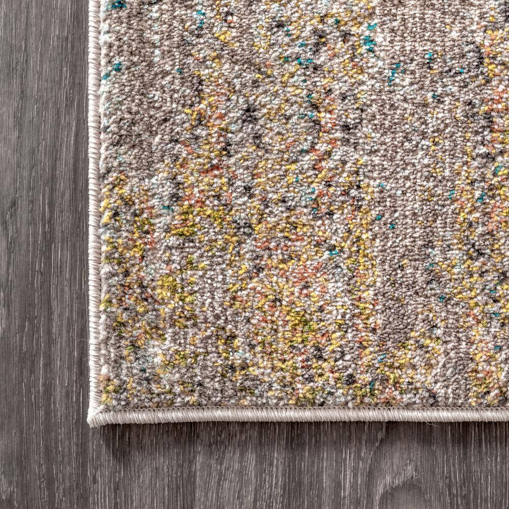8' x 10' Blue Brown Orange Abstract Synthetic Area Rug