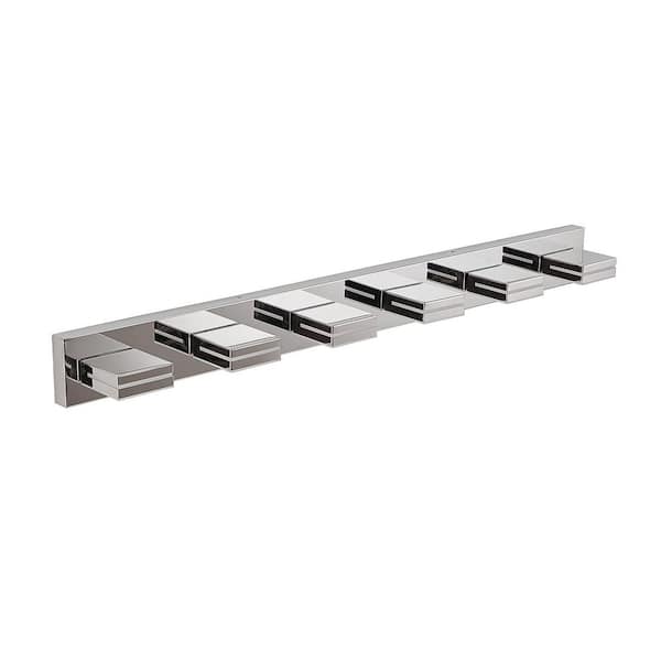 Modern 47 in. 6-Light Chrome LED Vanity Light Wall Sconce with 360° Rotatable Lamp Head