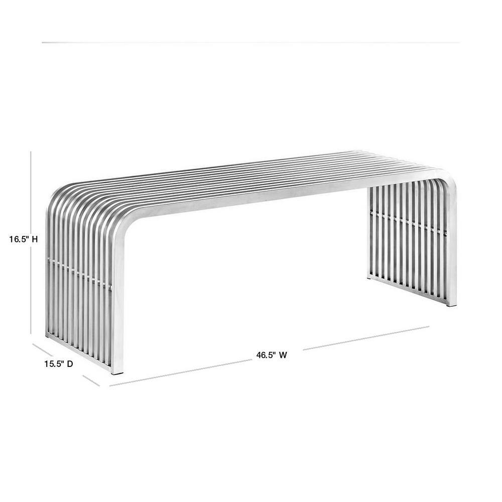 Modway 47" Silver Stainless Steel Modern Bench