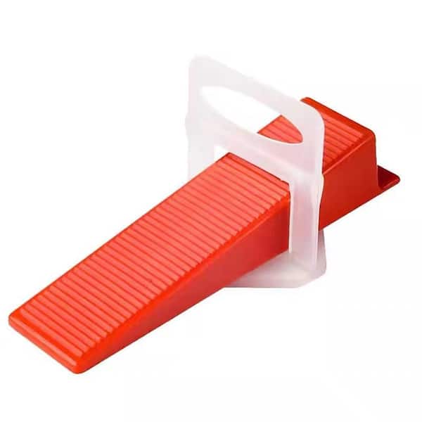 Wellco Tile Leveling Systems - 300-Pack 1.4 in. W Red ABS Plastic Leveling Clips and 100 pcs Reusable Wedges