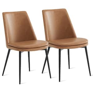 Doris Saddle Brown Faux Leather Dining Chair (Set of 2)