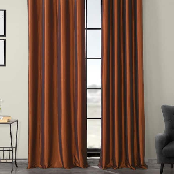 Exclusive Fabrics Furnishings Copper Brown Grommet Blackout Faux Silk Taffeta Curtain 50 In W X 120 L Pth B209 Gr Exclusive Fabrics Furnishings Copper, Copper Brown Faux Silk Taffeta Curtain Panel