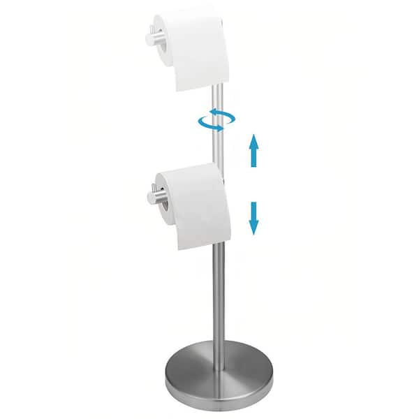 Freestanding Stainless Steel Toilet Paper Stand in Brushed Nickel