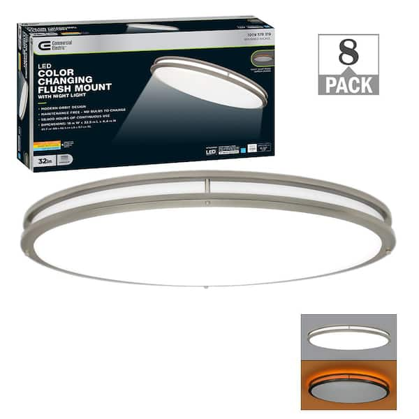 Commercial Electric 32 in. Oval Orbit LED Flush Mount Brushed