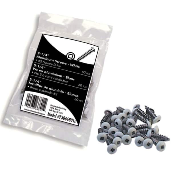2-1/4 in. White Aluminum Screws for Vinyl Fencing (60-Pieces Per Bag)