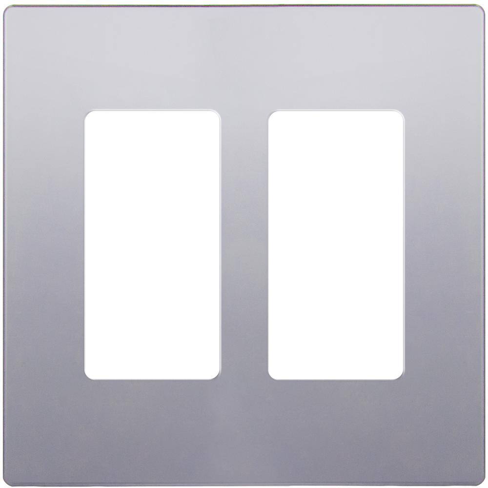 Silver 2-Gang Screwless Decorator Wall Plate