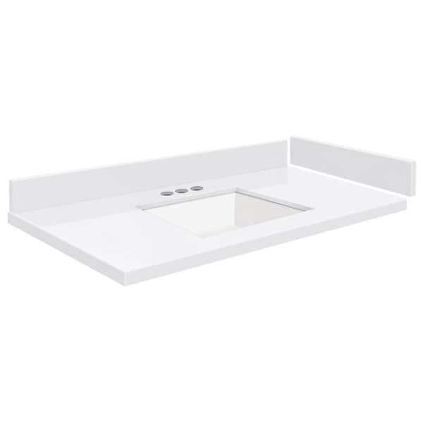 Transolid Silestone 31 in. W x 22.25 in. D Quartz Vanity Top in Miami White with White Rectangular Single Sink